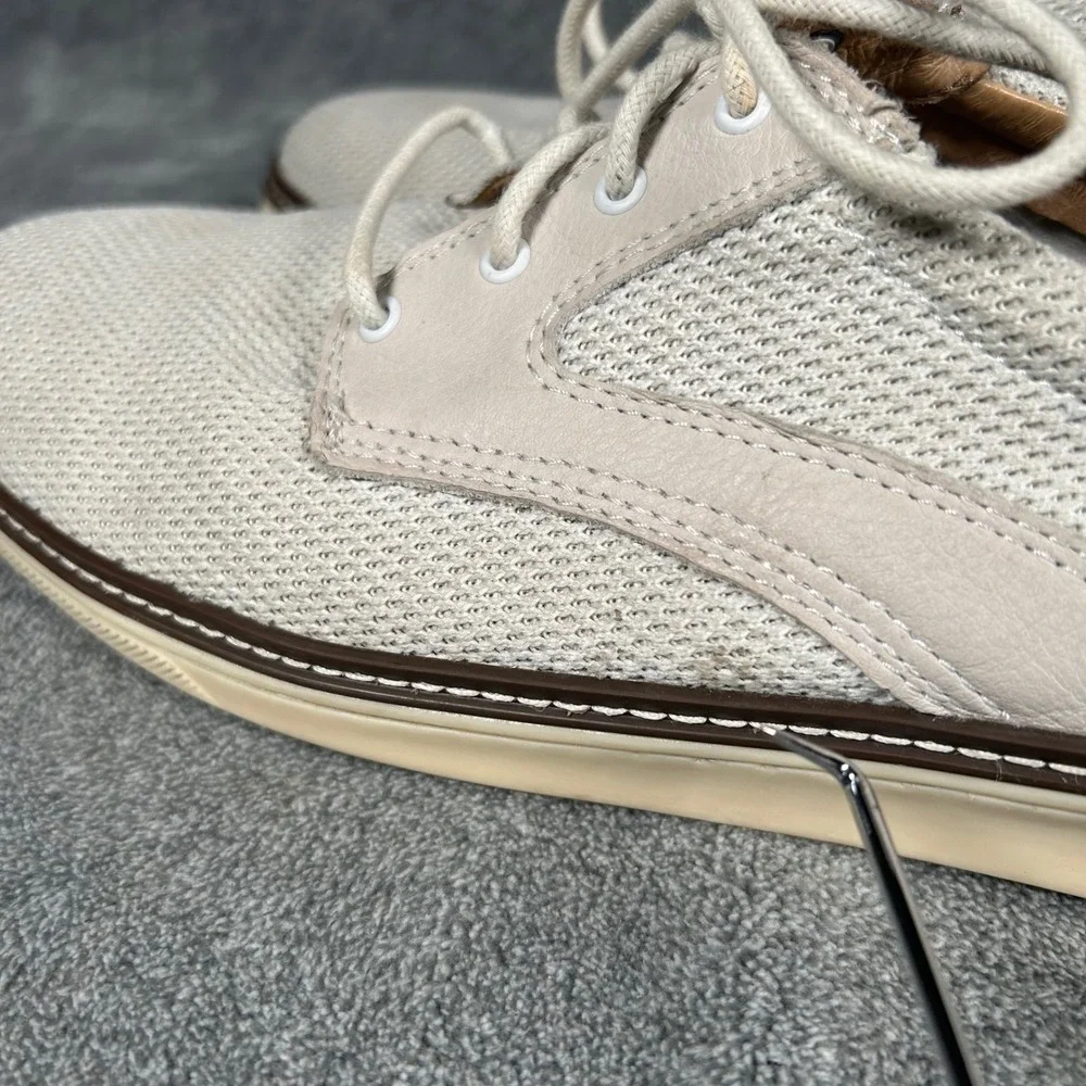Johnston & Murphy J&M Derby Sneakers White Beige Knit Sheepskin Mens 12M